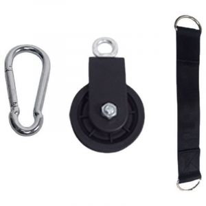 Poulie pour Cable, Poulie Musculation avec Sangle de Suspension et Mousqueton Poulie de Levage Pivotant &agrave; Poulie Simple