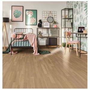 Deladeco - Parquet contrecollé 3 frises en chêne à bords droits Frigg Chêne Rhône Campagne brossé verni mat 3 frises 118x21 - Dimensions:118x21