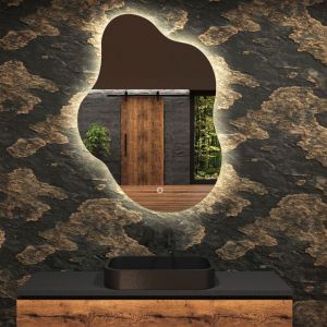 Artforma - Miroir de salle de bain led - Miroir 54x74cm asymétrique - Interrupteur sensitif - Blanc Froid - (EMKE221)