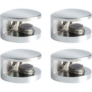 Support &Eacute;tag&egrave;re Verre Support d'&Eacute;tag&egrave;re R&eacute;glable et Adaptable d'&Eacute;paisseur de 8-10MM pour Salle de Bain, Fixation Murale &agrave; Vis, Finition Chrome Poli