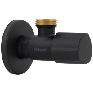 Robinet &eacute;querre design - ACS - NOIR MAT - M&acirc;le 1/2" / M&acirc;le 3/8" - Tucai