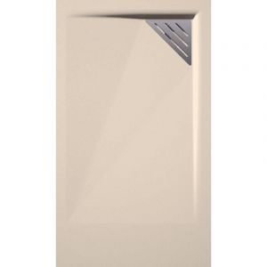 Receveur de douche 70x140 cm extra plat TRINITY beige en résine minérale grille à Gauche