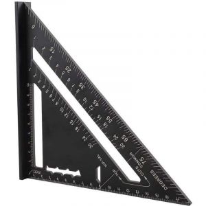 Equerre Menuisier Multifonctions 7 pouces,Triangle M&eacute;tal Aluminium R&egrave;gle &Eacute;querre Trusquin Guide Raporteur Angle 45 90 Degres/Outillage