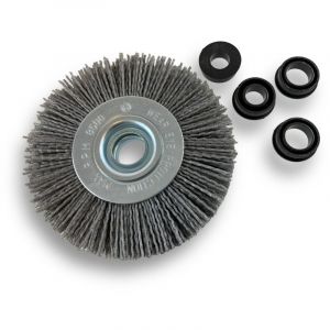 Kibros - Brosse circulaire nylon Abrasif ø 125 mm Epaisseur 2 rangs Carbure de silicium Grain 80 Alésage 16 mm Touret meuleuse ponceuse Brossage