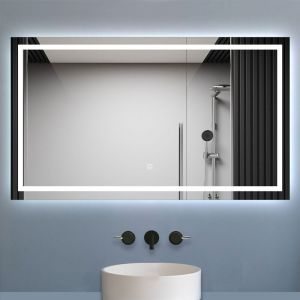 Biubiubath - Miroir Salle de Bain 120x70cm Tricolore + Dimmable, Miroir lumineux avec Anti-Buée + Mémoire, IP44 hd Verre Miroir-Mural