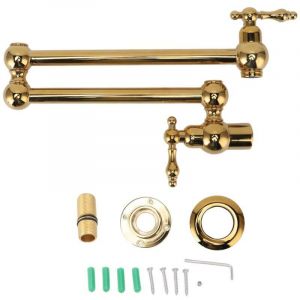 Robinet de Remplissage de Marmite, Robinet de Cuisine Mural en Cuivre Pliant Extensible Simple Robinet Froid avec Bras Oscillant &agrave; Double
