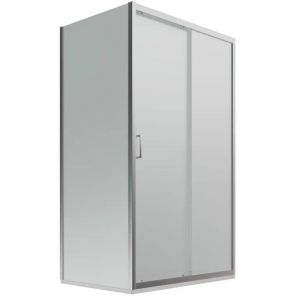 Paroi de douche 80x120 cm Porte coulissante et paroi fixe Profil&eacute;s en aluminium chrom&eacute; Verre opaque 6mm h190 - R&eacute;versible Mod. Lipari