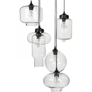 Beliani - Lustre Transparent en Verre Rond Installation Requise Design Moderne 6 Ampoules Bemboka