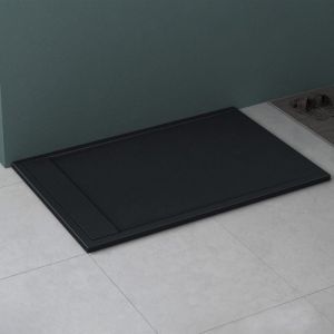 Mai & Mai Receveur de Douche Antid&eacute;rapant Bac &agrave; Douche Gris Noir Mat en R&eacute;sine Marbre Artificielle 90x160x3cm Rectangulaire G&eacute;o10 avec Bonde AL06