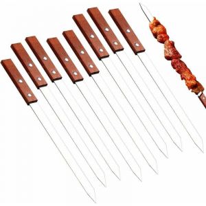 8 Pi&egrave;ces Pique a Brochette pour Barbecue, Pic Brochette Inox, R&eacute;utilisable Accessoire Barbecue, Solide Pratique Ustensiles Barbecue, pour Camping,