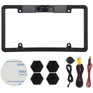 Cadre de plaque d'immatriculation de voiture 3 en 1, capteur de stationnement, Radar de recul, cam&eacute;ra de recul 2LED