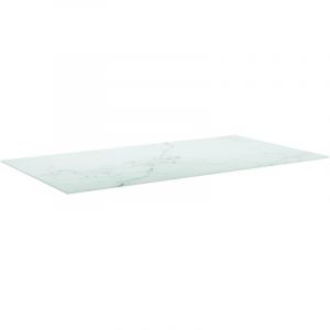 Dessus de table，Plateau de table，Dessus de bureau blanc 120x65 cm 8 mm verre tremp&eacute; design marbre CFW63355