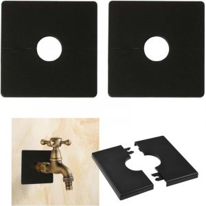 2 Pi&egrave;ces Rosace Mitigeur Douche, PVC Carr&eacute; Rosace Robinet, Cache Tuyaux Carr&eacute;s Autocollants, Cache Tuyau pour Tuyau De Douche De 28 MM De Diam&egrave;tre,