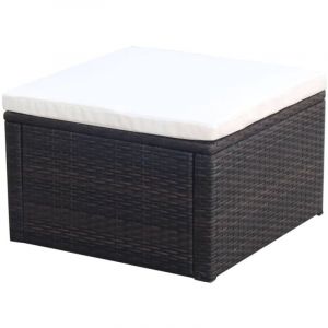 Décoshop26 - Tabouret / repose-pied en résine tressée 53 x 53 x 30 cm marron brun DEC030697