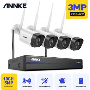 Kit de Vidéosurveillance Sans Fil 5MP nvr 4X3MP WiFi Caméras Vision Nocturne Kit Vidéo Surveillance Sans Fil Système - Annke