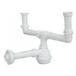 SIPHON DE TYPE &laquo; M &raquo; POUR &Eacute;VIERS EN ACIER INOXYDABLE &Agrave; 2 VOIES SANS BONDE (MARQUE LIRA) Dimensions : 1"1/2