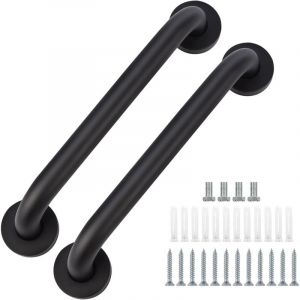 Petites Ecrevisses - Lot de 2 Barre Appui de Salle de Bain en Aluminium 30cm Barre de Maintien wc Poign&eacute;e de S&eacute;curit&eacute; pour Baignoire Noir