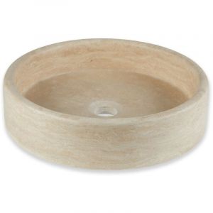Vasque à poser ronde Travertin - 40x10 cm - Beige