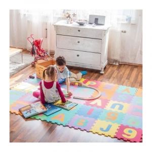 Puzzle Tapis de Jeu, 36 Pcs Doux eva Mousse Tapis De Jeu Chiffres et Lettres Motif Tapis De Jeu en Mousse pour Bébé Enfants Jouant Rampant