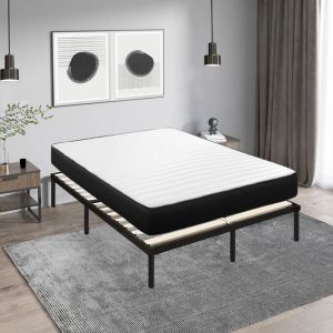 Lit ensemble sommier et matelas 160x200 cm - Matelas 160x200x20cm Mousse - Sommier 160x200cm avec Pieds (Deux colis)