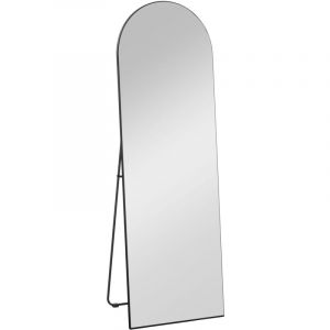 Miroir pleine longueur 150x50 cm, miroir mural, avec support, film de s&eacute;curit&eacute; anti-&eacute;clats, design incurv&eacute;, miroir sur pied, adapt&eacute; pour le salon et