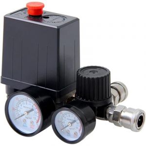 Pressostat compresseur 220 V/380 V,r&eacute;gulateur 4 ports,pressostat pompe &agrave; air,vanne de pompe &agrave; air 0-180 psi avec manom&egrave;tre (220 V)