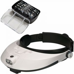 Aougo - Loupe de tête avec lampe à lampe led Loupe à lunette de loupe pour réparation, bijouterie, couture, artisanat, circuit de surveillance