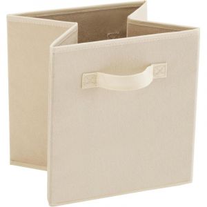 Bo&icirc;te de rangement pliable en tissu beige, 27 cm de large x 27 cm de long x 28 cm de haut, sans couvercle, type tiroir, 1 pi&egrave;ce