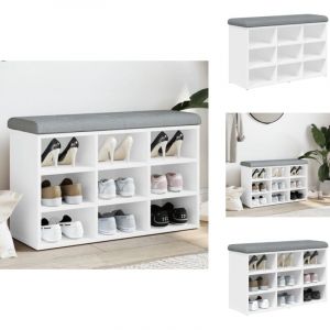 Vidaxl - Banc à chaussures blanc 82x32x50 cm bois d'ingénierie - Banc Chaussure - Banc Entrée - Meuble Rangement - Banc Coffre - Rangement Chaussures