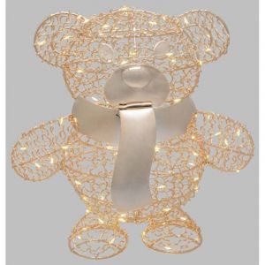 Ourson lumineux H27cm M&eacute;tallique couleur Champagne Lotti
