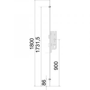 Ferco - Crémone serrure - Tétière 18 mm - 3 points - Axe 40 mm longueur 2150 mm cote d 1045 mm - Coffre 213 x 58 mm - GU-Europa