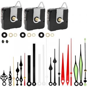 LaBlanc - 3 Pi&egrave;ces M&eacute;canisme Mouvement d'Horloge, Quartz Silencieux Mecanisme Mouvements, M&eacute;canisme Horloge &agrave; Pile, avec 7 Paires Horloge Aiguilles