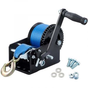Treuil Manuel, OUYLAF, Treuil &agrave; Main 3000LBS (1365kg) avec 10m Bleu Polyester Cordon Treuil, Treuil &agrave; Corde Bidirectionnel Portable Remorque Voiture