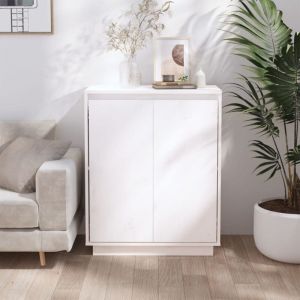 Buffet - Armoire de rangement Enfilade Blanc 60x34x75 cm Bois massif de pin BV380107 Bonnevie