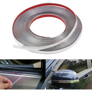 Chrome Bande de Garniture Voiture 10mm X 15m, Universel Autocollante Baguette Adhesive Décorative de Pare-Chocs Porte Car Trim Strip Protection