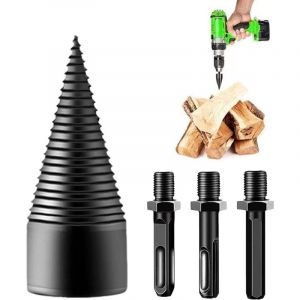 Fendeuse de bois de 32 mm avec 3 poignées de perçage, fendeuse de bois de chauffage, fendeuse à cône, fendeuse de bois de chauffage, fendeuse précise