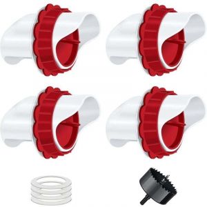 Mangeoire Poules 4 Ports, Mangeoire Poule Automatique, DIY Mangeoire &agrave; volaille Gravit&eacute; Kit pour Seaux Tonneaux Bacs