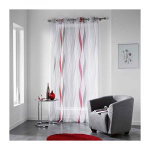 Rideau Voilage Imprim&eacute; 'Ondulys' 140x240cm Rouge
