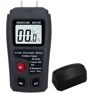Humidim&egrave;tre num&eacute;rique pour bois, testeur d'humidit&eacute; du bois, hygrom&egrave;tre, d&eacute;tecteur d'humidit&eacute; du bois, grand &eacute;cran LCD (gris)
