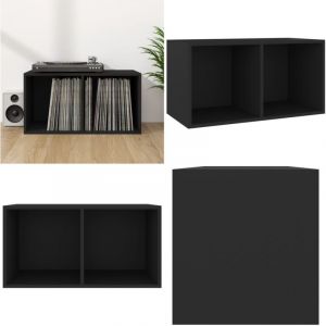 Bo&icirc;te de rangement de vinyles Noir 71x34x36cm Bois d'ing&eacute;nierie - Bo&icirc;te De Rangement Vinyle - Meuble Rangement Disque Vinyle - Rangement Lp - Bo&icirc;tier