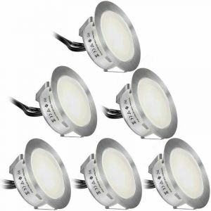 Lot de 6 Spot LED Encastrable Extérieur Blanc Froid 4500K, IP67 Étanche, DC12V 1,5W Ø55mm Spots à Encastrer Extérieur pour Terrasse Bois Escalier