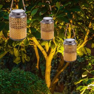 Lanterne solaire lumineuse d'ext&eacute;rieur, lanterne solaire d&eacute;corative boh&egrave;me, lanterne solaire pour jardin ext&eacute;rieur, &agrave; suspendre, led, DxH 12 x 16 cm,