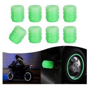Bouchon de Valve de Pneu Fluorescent(Vert), 8PCS Lumineux Valve de Pneu Anti-Poussière Universel, Couvercle de Tige de Valve Lumineux Accessoires de