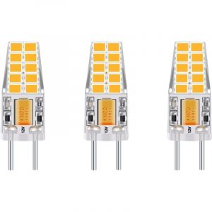3-PCS 3W 12V G6.35 LED Ampoule Culot T3 / T4 / T5 G6.35 / GY6.35 Base Blanc chaud 3000K Remplacement de 30W Ampoule Halog&egrave;ne pour l&rsquo;&Eacute;clairage
