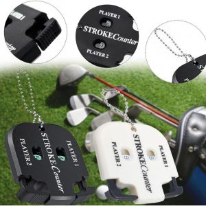 Compteur de score de golf 2 pi&egrave;ces, compteur de score de golf avec 2 mousquetons, compteur de tirs avec porte-cl&eacute;s pour compteur de score de golf 2
