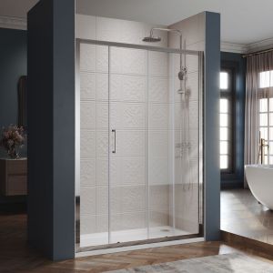 Sirhona - Porte de douche Coulissante Cadre en aluminium Largeur réglable de 20mm Verre trempé 160x185 cm