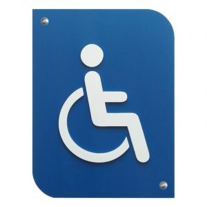Pictogramme pmr 3D - Plaque de porte en pvc - Bleu blanc, effet 3D - 15x20 cm, fixation murale incluse