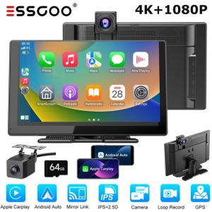 CarPlay sans fil, Android Auto, cam&eacute;ra embarqu&eacute;e 4K, Bluetooth avec cam&eacute;ra de recul et syst&egrave;me de navigation - 64G