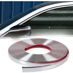 Chrome Bande de Garniture Voiture 8mm5m Adhesive Chrome pour Carrosserie Fen&ecirc;tre D&eacute;coration Ext&eacute;rieure,Autocollante Adhesive D&eacute;corative Pare-Chocs