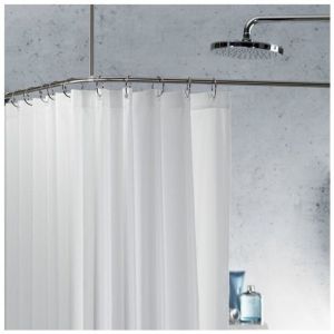 Spirella - Barre tringle pour rideau de douche d'angle à fixer en Inox slim 170x75cm Chromé